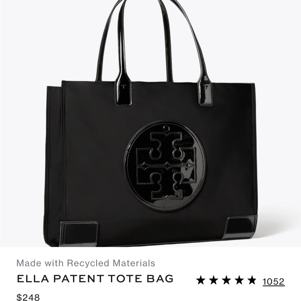 Tory Burch Black Patent Tote Bag